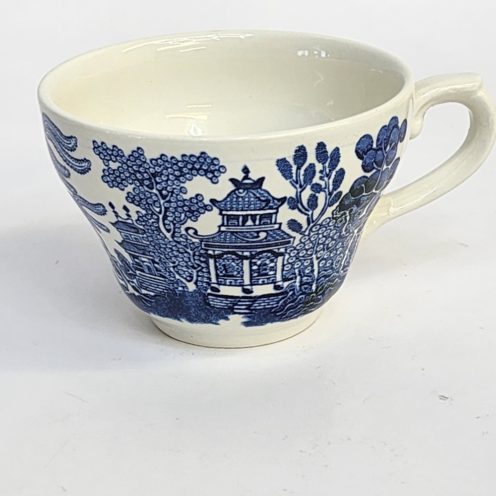 Churchill England Blue Willow Tea Cups Set of 4 Blue White Ironstone Vintage - Picture 4 of 4